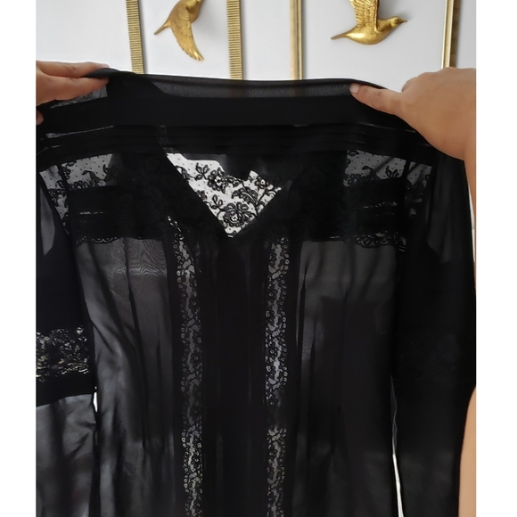 Moschino Couture lace pintuck sheer black shaped button down blouse 8 - Picture 5 of 10